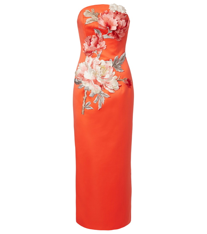 Photo: Leo Lin Ava floral-appliqué satin corset gown