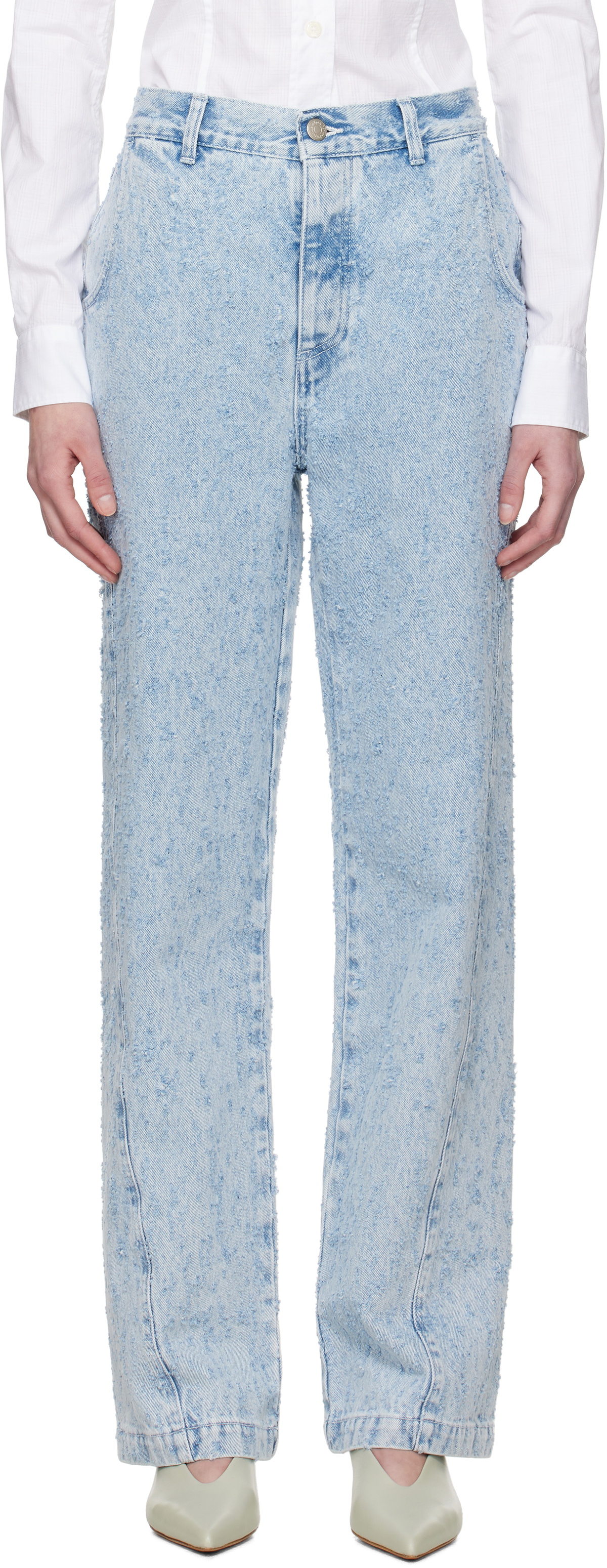 mfpen Blue Twisted Seam Jeans