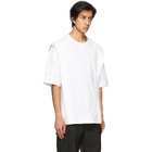 Juun.J White Jersey and Poplin Side Slit T-Shirt