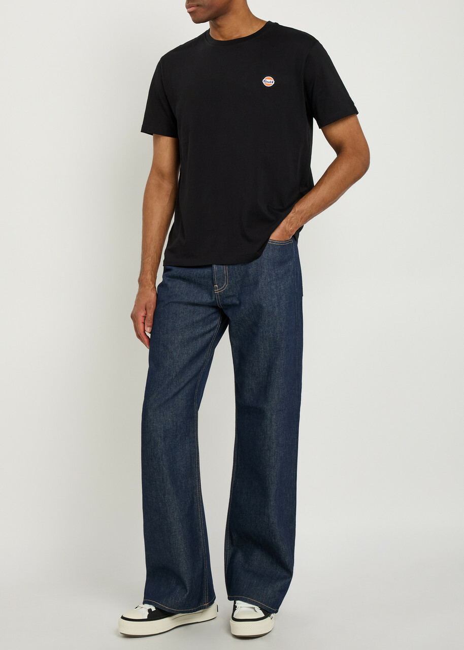 AN-Y1 Logo-embroidered Cotton T-shirt Black