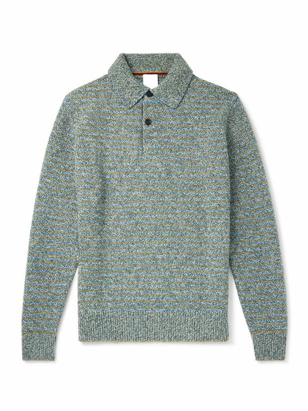Photo: Paul Smith - Striped Wool Polo Shirt - Blue