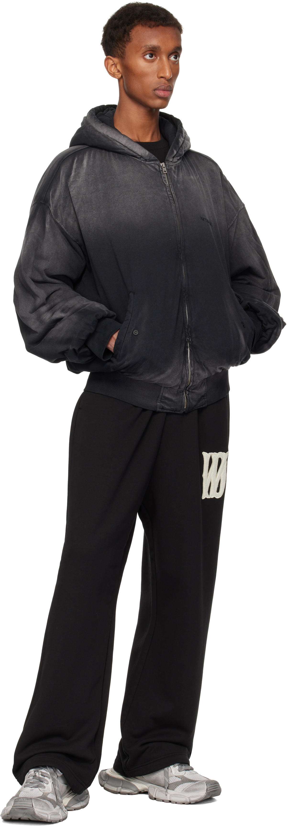 We11done Black Bomber Zip-up Hoodie