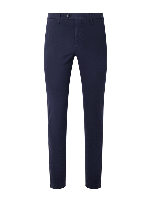 Photo: Canali - Slim-Fit Tapered Cotton-Blend Twill Chinos - Blue