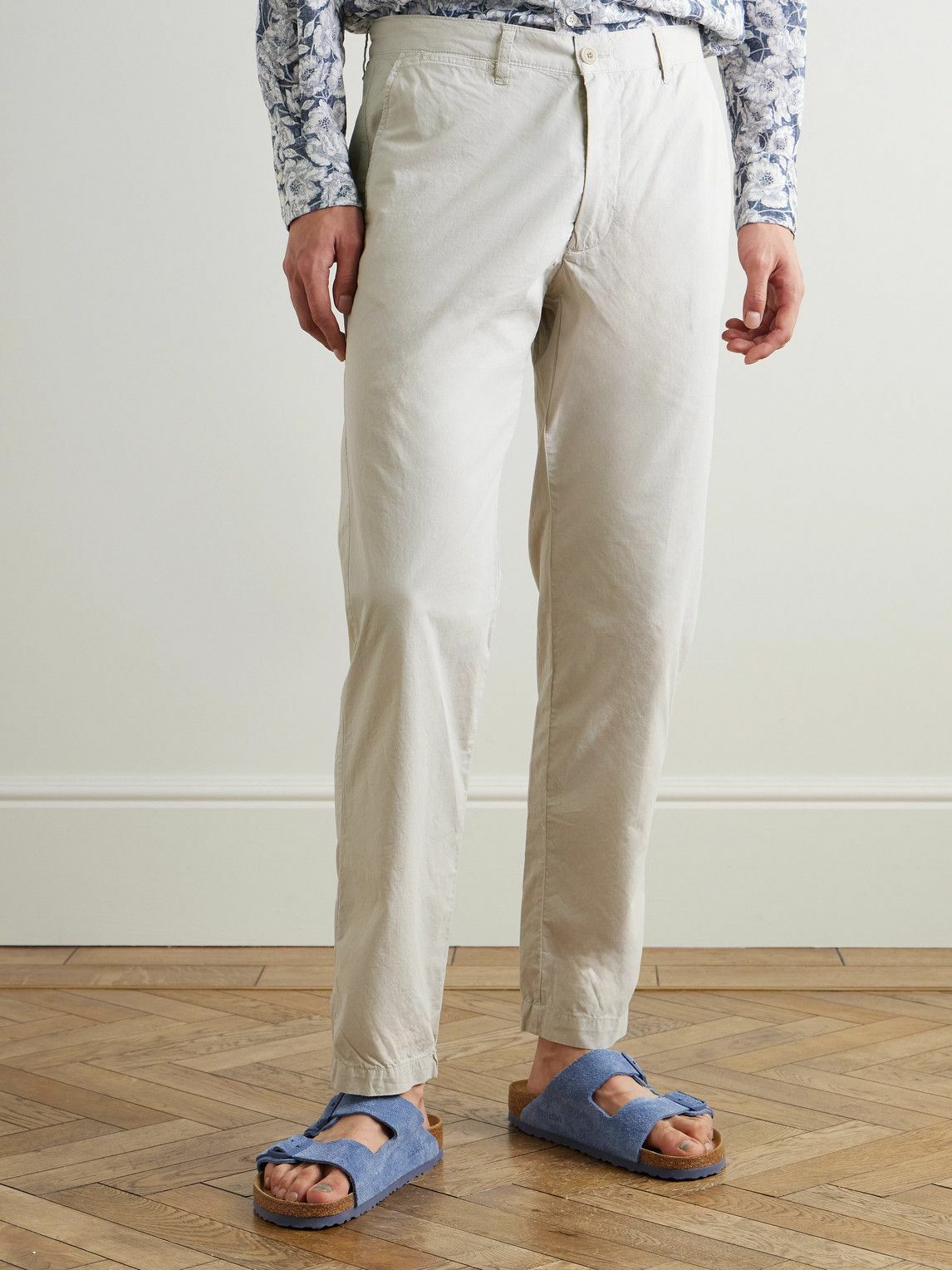Hartford - Tyron Straight-Leg Cotton-Twill Trousers - Neutrals