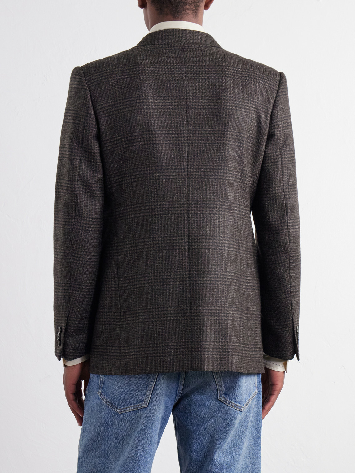 Husbands - Double-Breasted Prince Of Wales Merino Wool-Twill Blazer - Brown