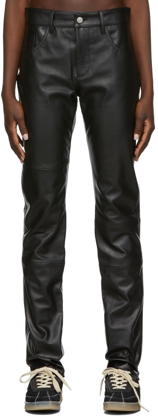MM6 Maison Margiela Black Heavy Leather Trousers MM6 Maison Margiela