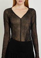 Issey Miyake Twist V-neck Semi-sheer Chiffon top Black