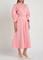 Rebecca Vallance Dianthe Belted Stretch Cotton-poplin Midi Shirt Dress Pink