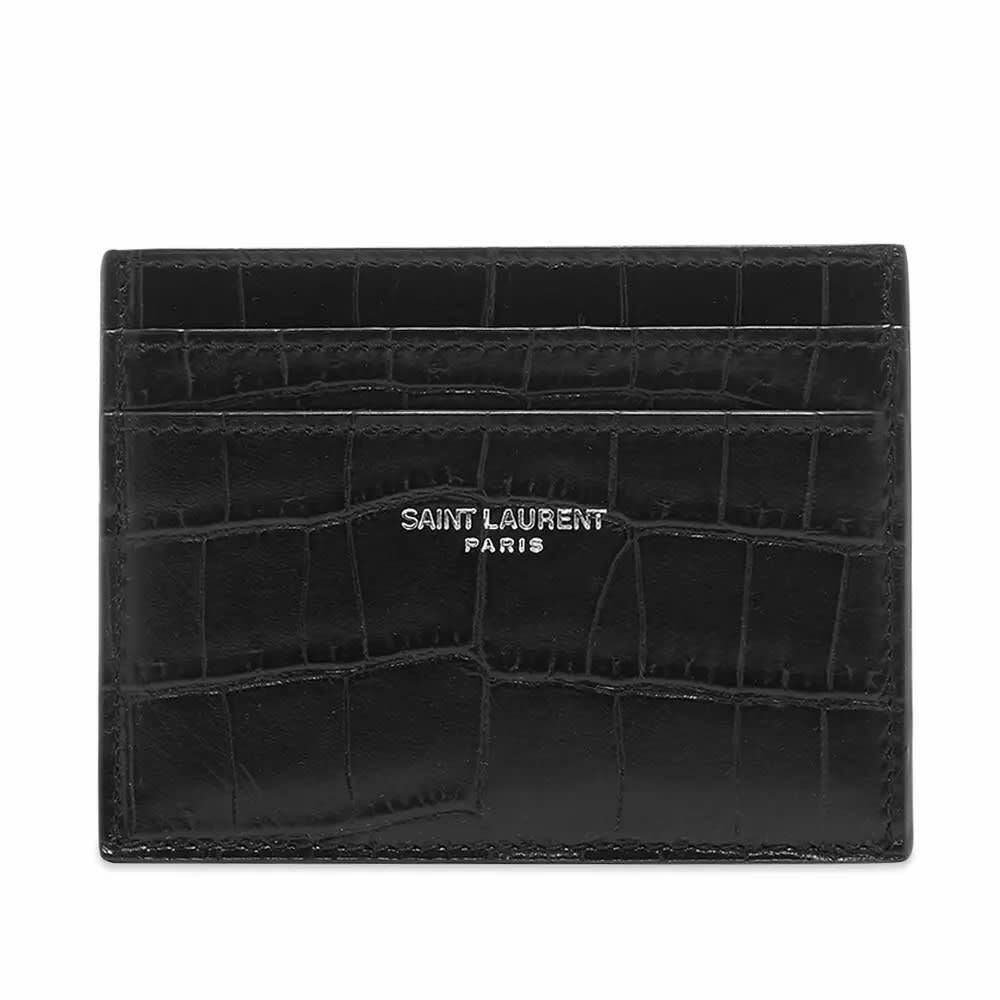 Photo: Saint Laurent Men's Moc Croc Card Holder in Black