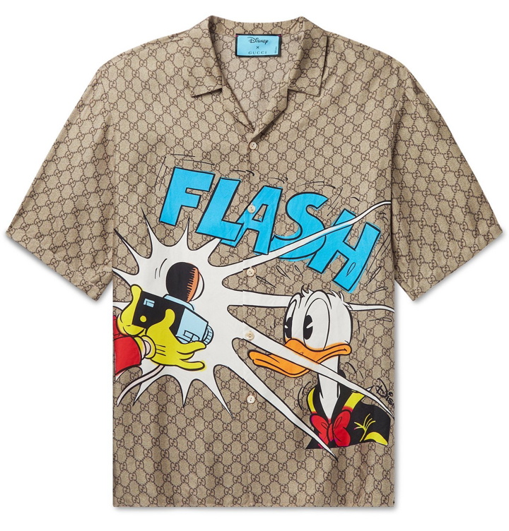 Photo: GUCCI - Disney Camp-Collar Printed Silk Shirt - Brown