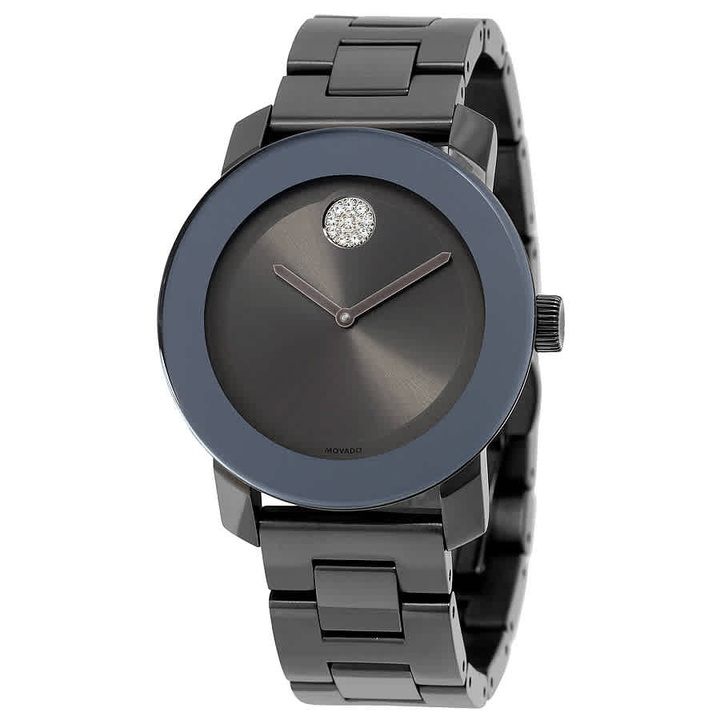 Photo: Movado Bold Grey Metallic Grey ion-Plated Steel Swarovski Crystals Ladies Watch 3600103