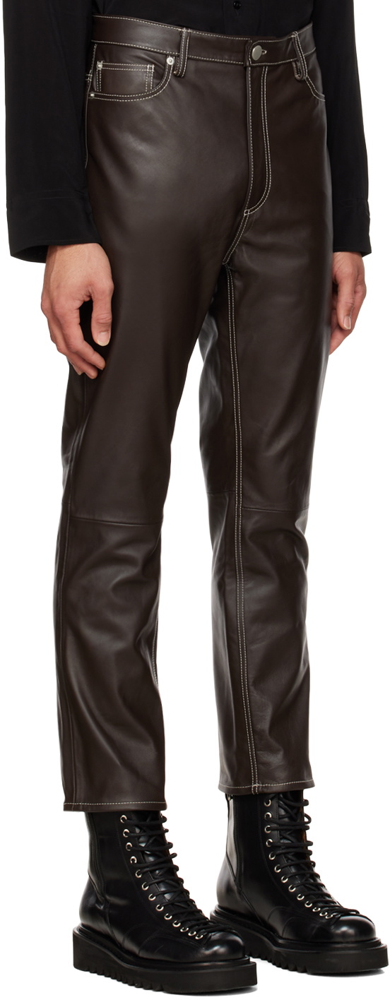 CMMN SWDN Brown Ruben Leather Pants CMMN SWDN