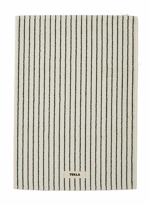 Photo: Striped Logo Patch Bath Mat in White
