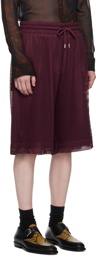 Dries Van Noten Burgundy Paneled Shorts