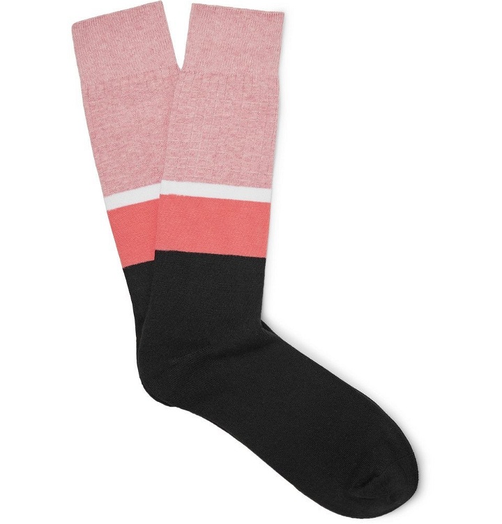 Photo: N/A - Colour-Block Stretch Cotton-Blend Socks - Men - Pink
