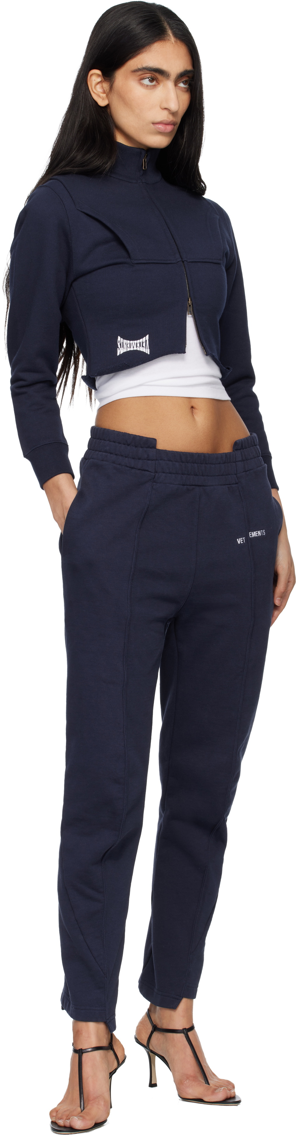 VETEMENTS Navy Upside Down Zip Track Jacket