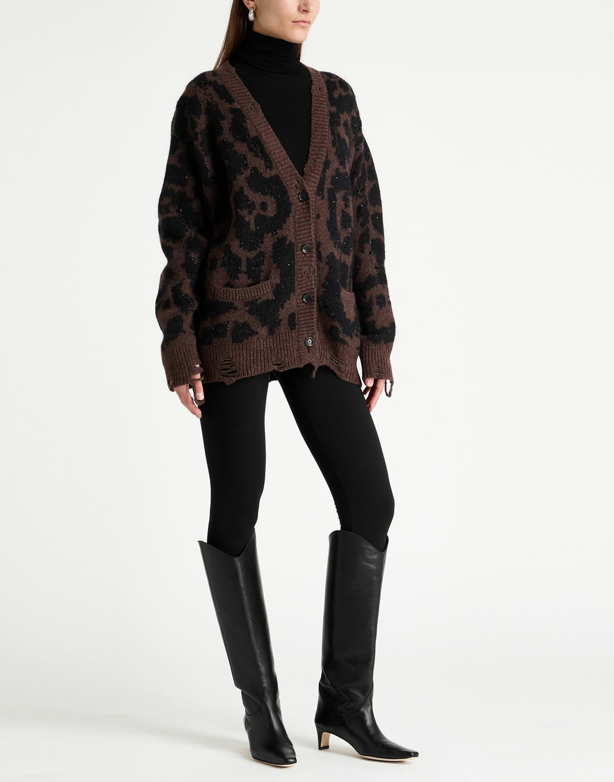 Laneus Womens Cardigan in Brown
