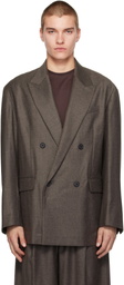 ssstein Brown Extra Fine Wool Double-Breasted Blazer
