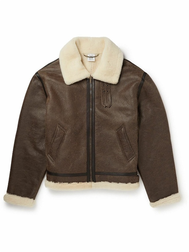 Photo: VETEMENTS - Shearling-Lined Distressed Leather Jacket - Brown