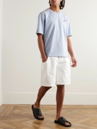 AMI PARIS - Logo-Embroidered Cotton-Jersey T-Shirt - Blue