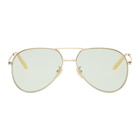 Gucci Gold and Green Aviator Sunglasses