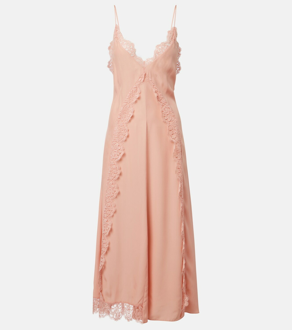 Stella McCartney Lace-trimmed silk midi dress