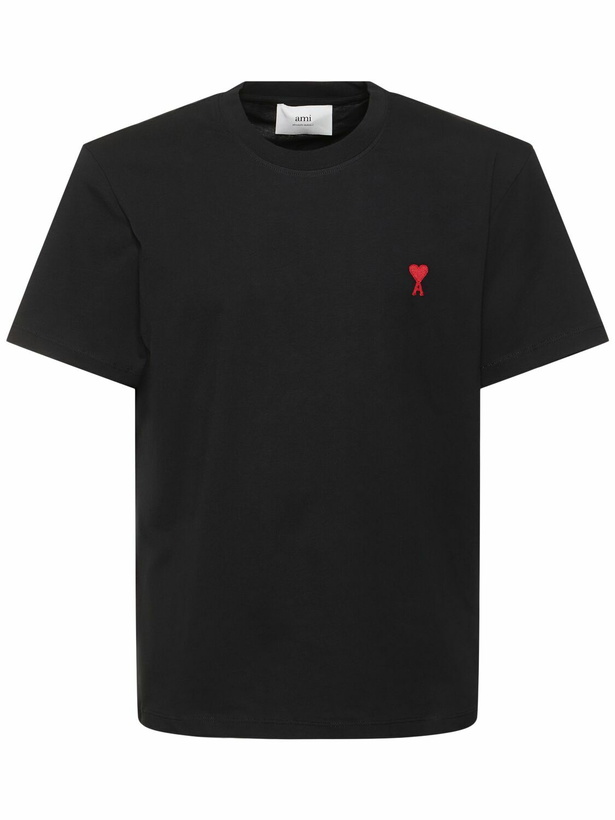 Photo: AMI PARIS Embroidered Logo Cotton Jersey T-shirt