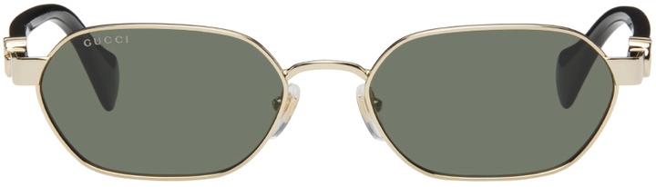 Photo: Gucci Gold & Black Round Sunglasses