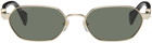 Gucci Gold & Black Round Sunglasses