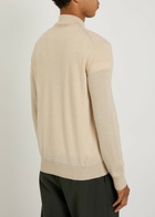 Aurélien Full zip Knit Merino Wool Jumper Light Brown