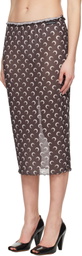 Marine Serre Brown Moon Printed Mesh Midi Skirt