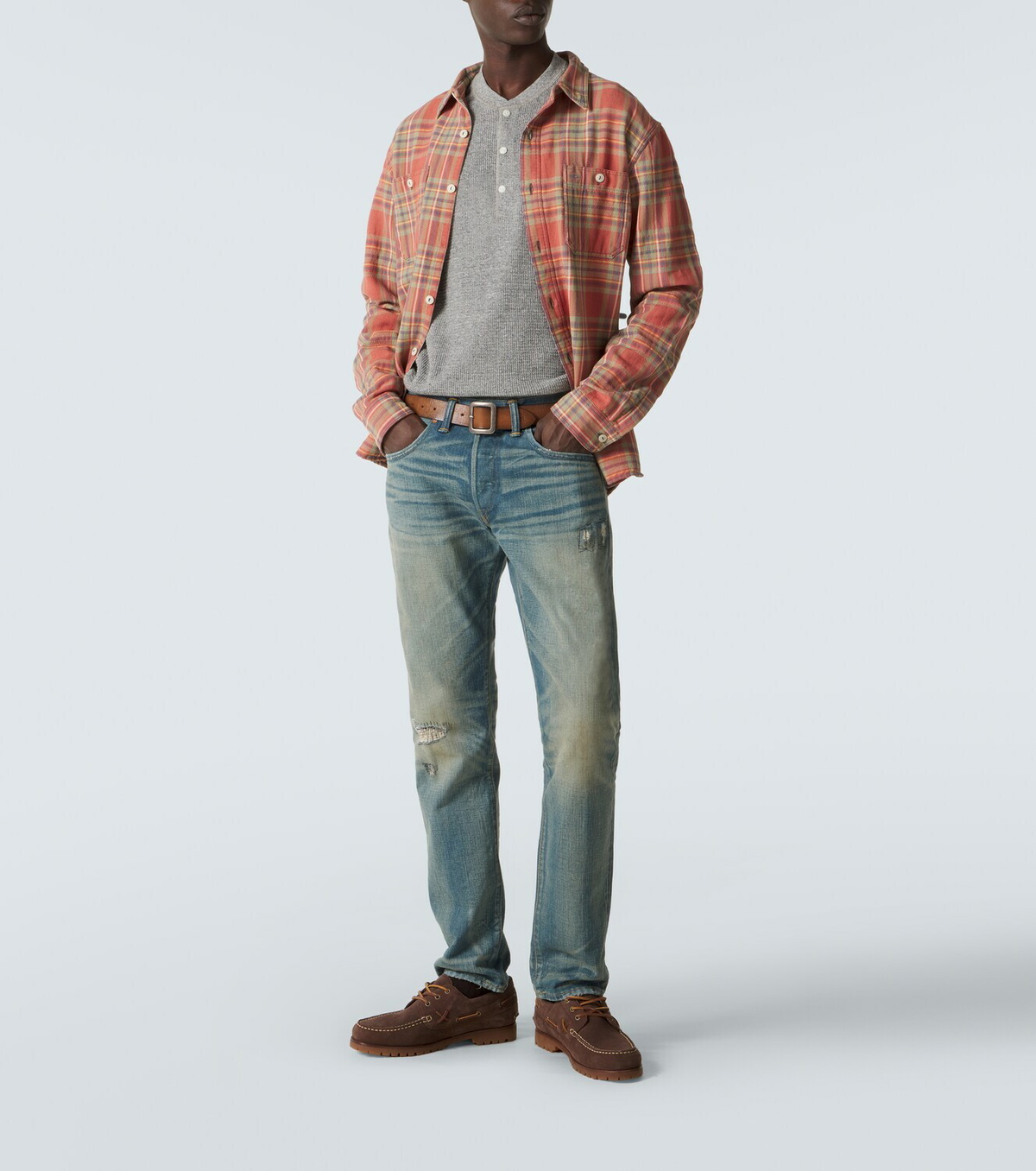 RRL Waffle-knit cotton Henley shirt