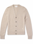 AMI PARIS - ADC Logo-Embroidered Cashmere and Wool-Blend Cardigan - Neutrals