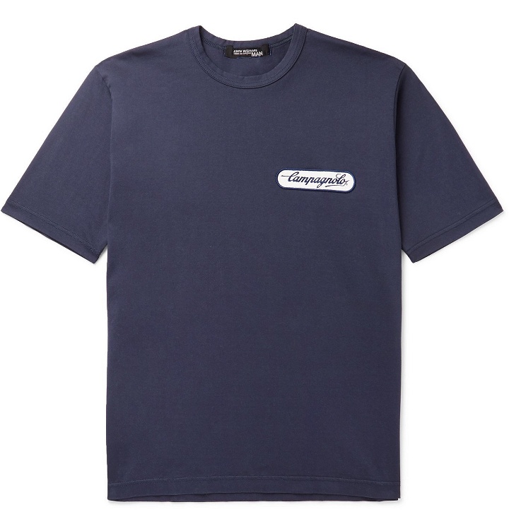 Photo: Junya Watanabe - Campagnolo Logo-Appliquéd Cotton-Jersey T-Shirt - Blue