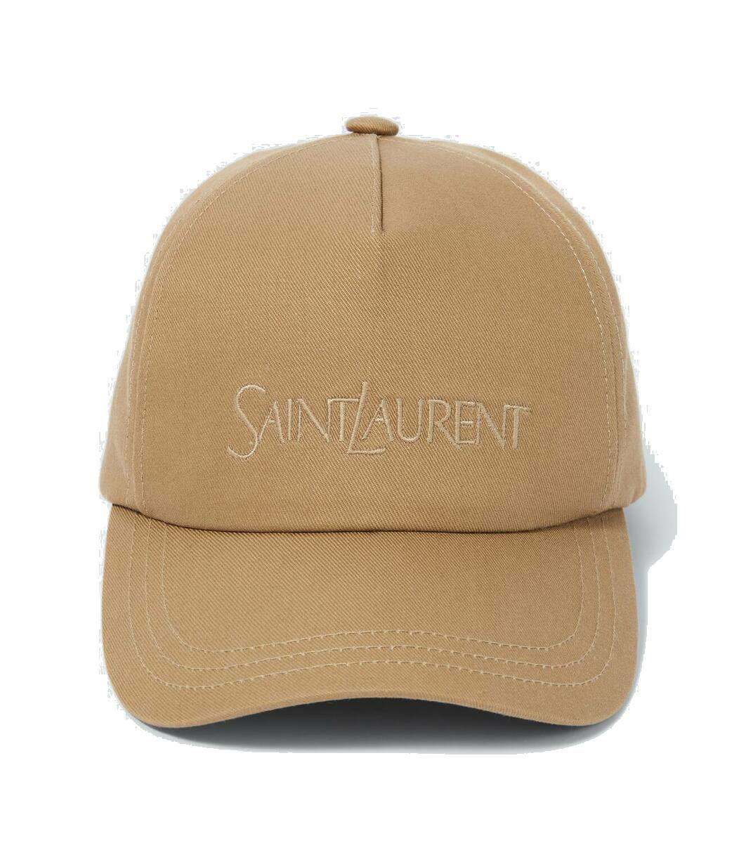 Saint Laurent Men's Logo Gabardine Baseball Cap - Black - Hats