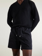 Mr P. - Straight-Leg Cotton Drawstring Shorts - Black