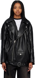 We11done Black Rider Faux-Leather Jacket