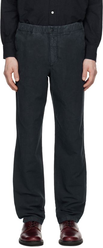 Photo: NORSE PROJECTS Navy Ezra Relaxed Cotton Linen Trousers