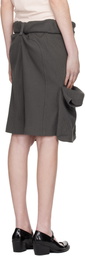 OPEN YY Gray Rolled Waist Sweat Cargo Shorts