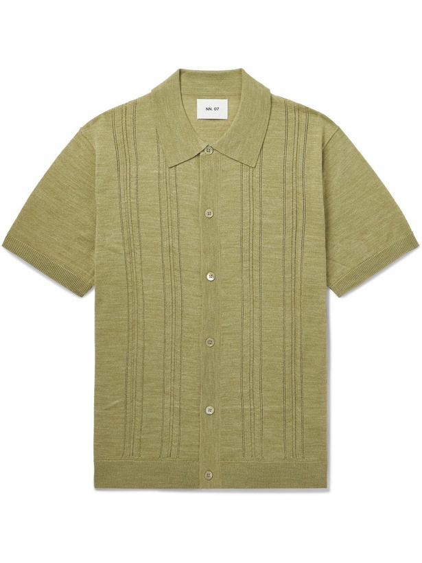 Photo: NN07 - Thor 6584 Pointelle-Knit Wool-Blend Shirt - Green