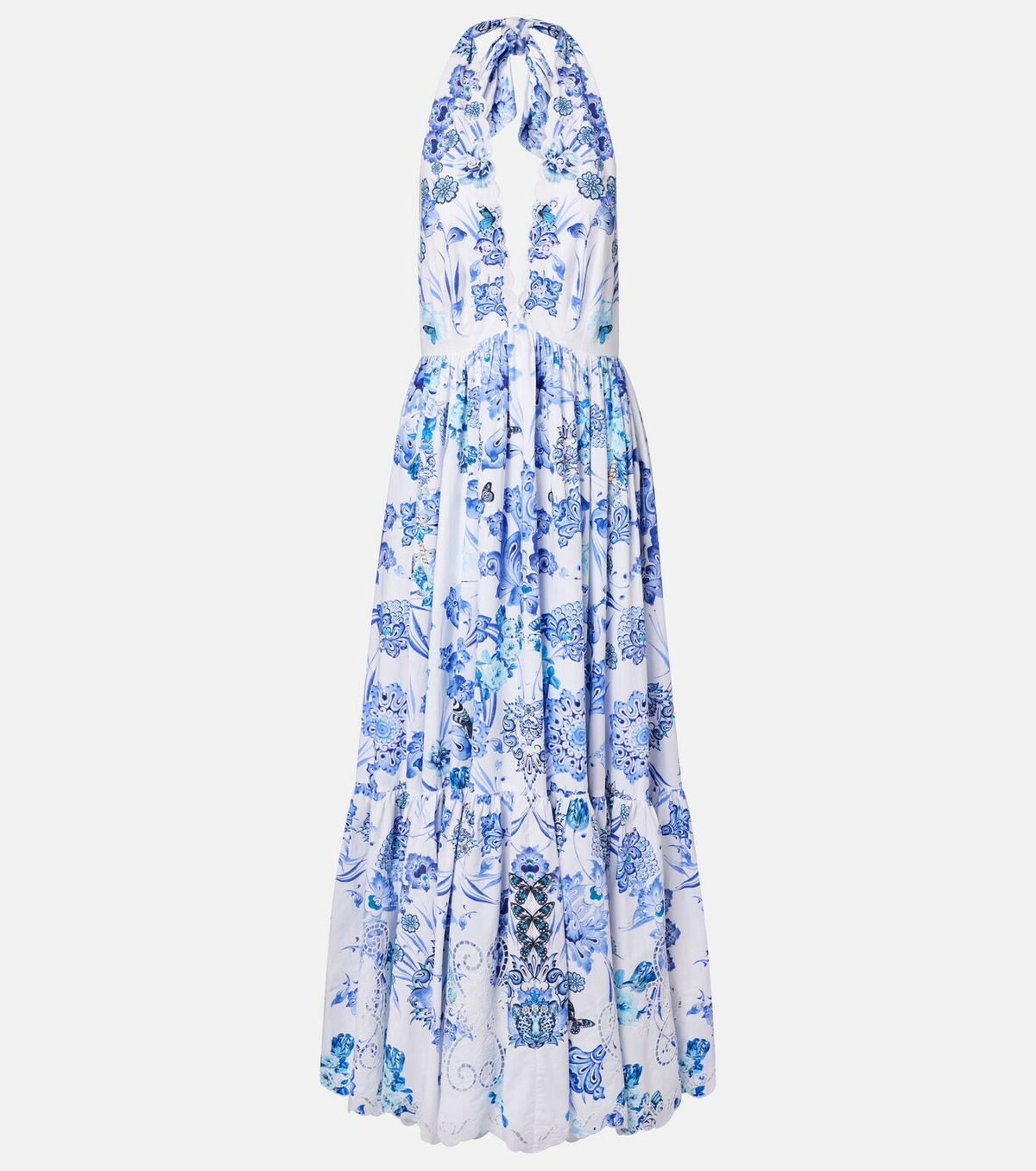 Camilla Embellished halterneck cotton poplin maxi dress