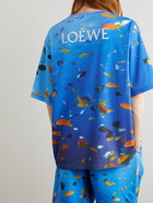 Loewe - Logo-Embroidered Printed Cotton-Jersey T-Shirt - Blue