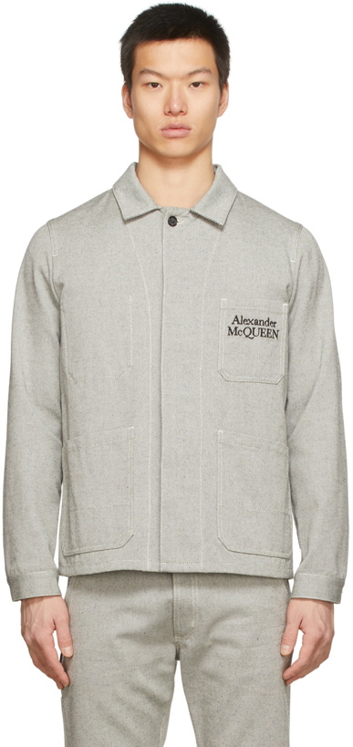 Photo: Alexander McQueen Black & White Canvas Overshirt Jacket