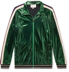 Gucci - Webbing-Trimmed Coated-Jersey Track Jacket - Men - Green