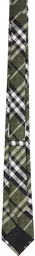 Burberry Green Silk Check Jacquard Modern Cut Tie