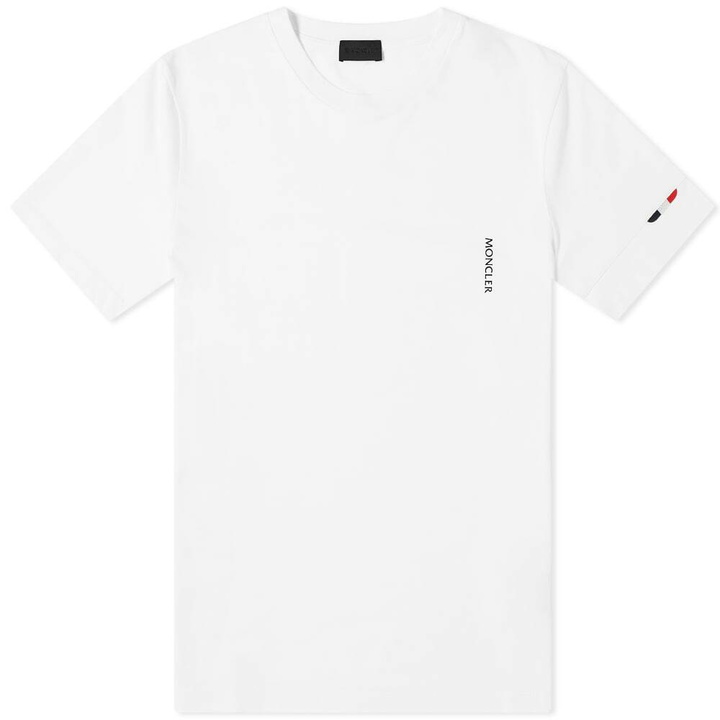 Photo: Moncler Men's Tricolore Tab Sleeve Logo T-Shirt in White