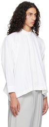 132 5. ISSEY MIYAKE White Trapezoid Shirt