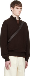 stein Brown Pure Cashmere Knit Half Zip LS Sweater