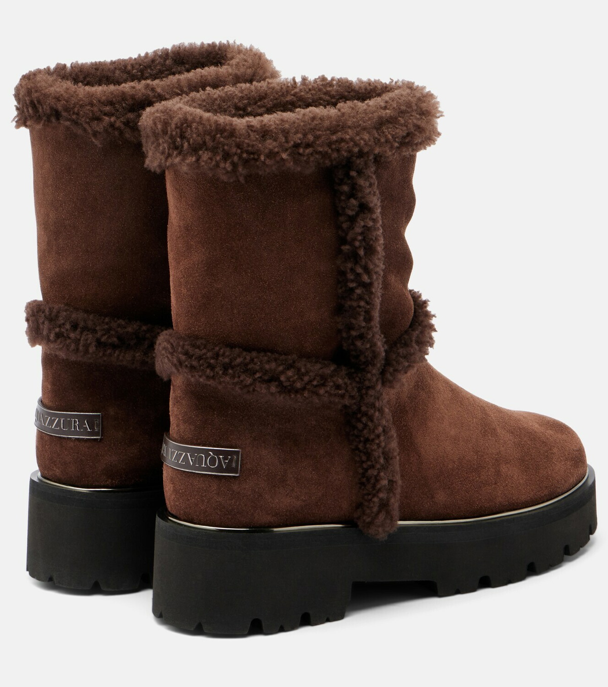 Aquazzura Teddi 20 shearling-trimmed suede ankle boots