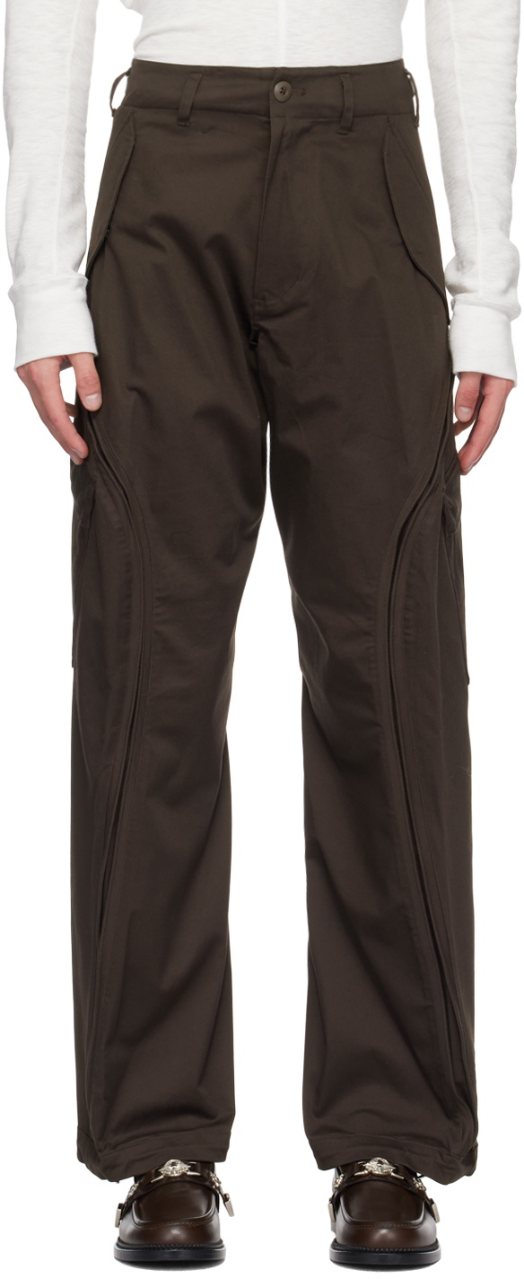NVRFRGT Brown Twisted Cargo Pants